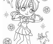 Coloriage Chibi Sailor Jupiter pour les petits