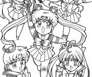 Coloriage Chibi Sailor Moon en combat