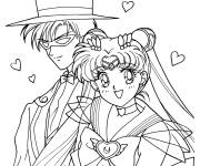 Coloriage Couple Mamoru et Usagi