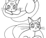 Coloriage Deux chats guerriers Sailor Moon
