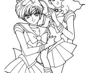 Coloriage Deux princesses de la s&eacute;rie d'anime Sailor Moon