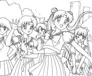 Coloriage Ecoli&egrave;re magnifiques de l'anime Sailor Moon pour filles 