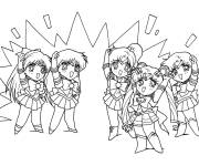 Coloriage Filles Chibi Sailor Moon de manga