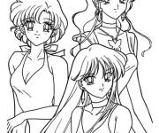 Coloriage Filles h&eacute;ro&iuml;nes Saturne, Mars et Jupiter