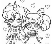 Coloriage Helios et Chibiusa Kawaii