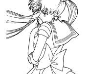 Coloriage H&eacute;ro&iuml;ne Sailor Moon pensive