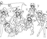 Coloriage Illustration des personnages d'Anime Sailor Moon