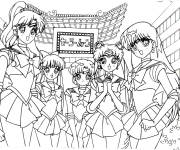 Coloriage Images des filles &eacute;coli&egrave;res dans leurs &eacute;coles