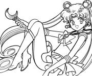 Coloriage et dessins gratuit Kawaii princesse Sailor Moon à imprimer