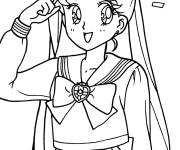 Coloriage L'&eacute;coli&egrave;re Sailor Monn en souriant