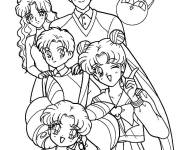 Coloriage La La famille adorable Sailor Moon