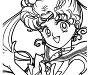 Coloriage La superh&eacute;ro&iuml;ne Sailor Moon pleine de joie
