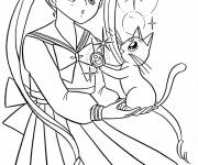 Coloriage Le chat de Sailor Moon a trouv&eacute; un crystal