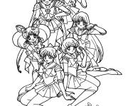 Coloriage Les &eacute;coli&egrave;res d'Anime Sailor Moon
