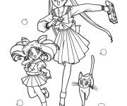 Coloriage Les &eacute;coli&egrave;res de Sailor Moon en toute &eacute;nergie