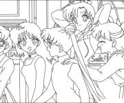 Coloriage Les &eacute;coli&egrave;res de Sailor Moon font du shopping
