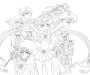 Coloriage Les filles courageuses de Sailor Moon