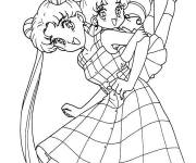 Coloriage Les filles de la s&eacute;rie Sailor Moon en promenade