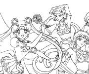 Coloriage Les quatre Militantes Sailor Moon