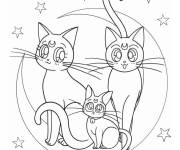 Coloriage Luna Artemis et Diana de Sailor Moon