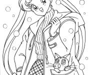 Coloriage Luna dans le sac de Sailor Moon