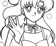 Coloriage Makoto Kino te salue
