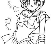 Coloriage Mercury amoureuse Sailor Moon