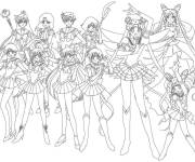 Coloriage Merveilleuse &eacute;quipe des filles Sailor Moon