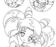 Coloriage et dessins gratuit Mini Sailor Moon aime dessiner à imprimer