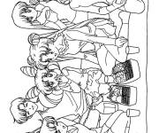 Coloriage Piquenique de l'&eacute;quipe Sailor Moon