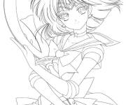 Coloriage Portrait de la f&eacute;e Sailor Moon kawaii manga