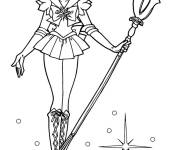 Coloriage Princesse Saturne avec une faux de silence