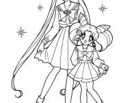 Coloriage Princesse Serenity et b&eacute;b&eacute; lapin de manga