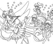 Coloriage Princesse Srenity avec ses quatre gardes