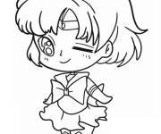 Coloriage Sailor Mercury kawaii en transformation