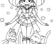Coloriage Sailor Moon avec les chats