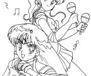 Coloriage Sailor Moon bande de musique