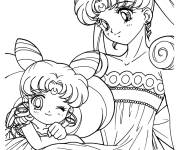 Coloriage Sailor Moon et la b&eacute;b&eacute; princesse