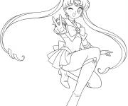 Coloriage Sailor Moon et la signe de victoire