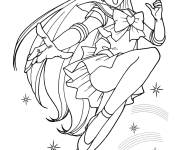 Coloriage Sailor Moon et le saut de victoire