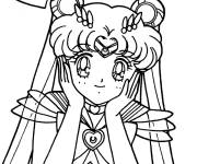 Coloriage Sailor Moon et les regards d'une amoureuse