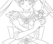 Coloriage Sailor Moon et Moon Rod