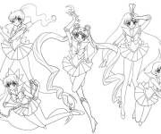 Coloriage Sailor Moon et son &eacute;quipage