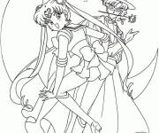 Coloriage Sailor Moon et son mec sous la lune