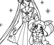 Coloriage Sailor Moon parmi les &eacute;toiles