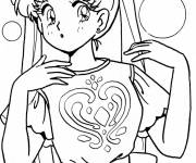 Coloriage Sailor Moon pr&ecirc;te pour la bataille