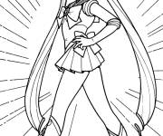 Coloriage Sailor Moon se transforme en combattante