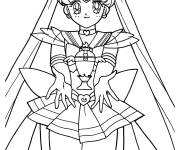 Coloriage Sailor Moon tenant un Talisman pour lutter contre les m&eacute;chants