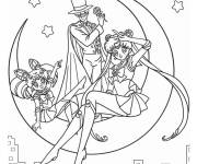 Coloriage Sailor Moon, Tuxedo Mask et Chibusa Manga
