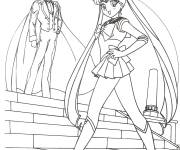Coloriage Sc&egrave;ne de Sailor Moon et Tuxedo Masque
